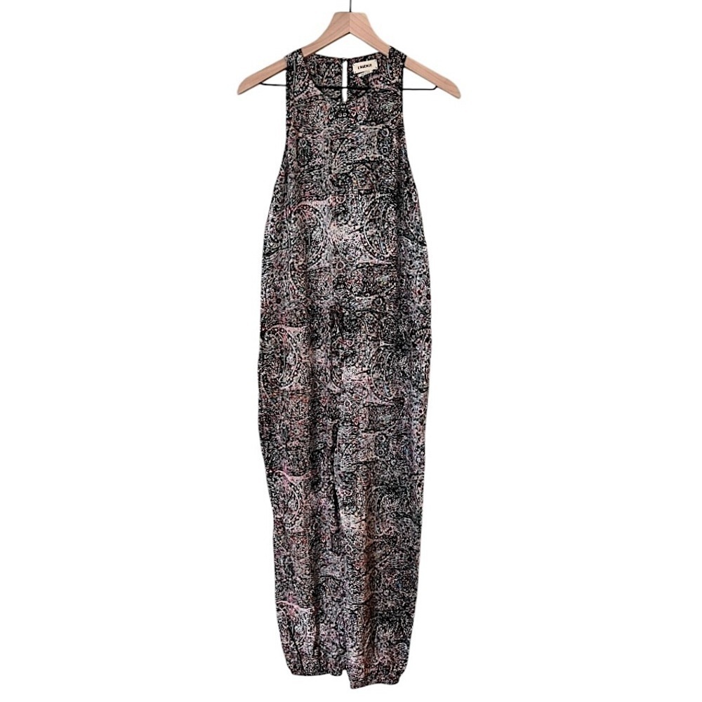 L’agence Silk Paisley Print Colorful Sleeveless Tie Waist Pockets Jumpsuit Small